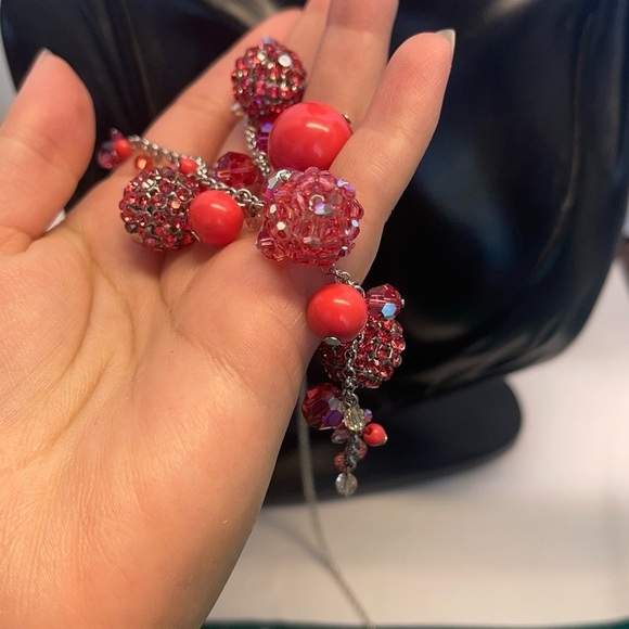 Pink Swarovski RARE crystal silver tone necklace - Picture 6 of 11